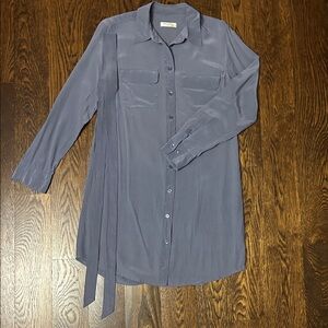 Equipment Charcoal 100% Silk Button-Front Shirt Dress – US 2